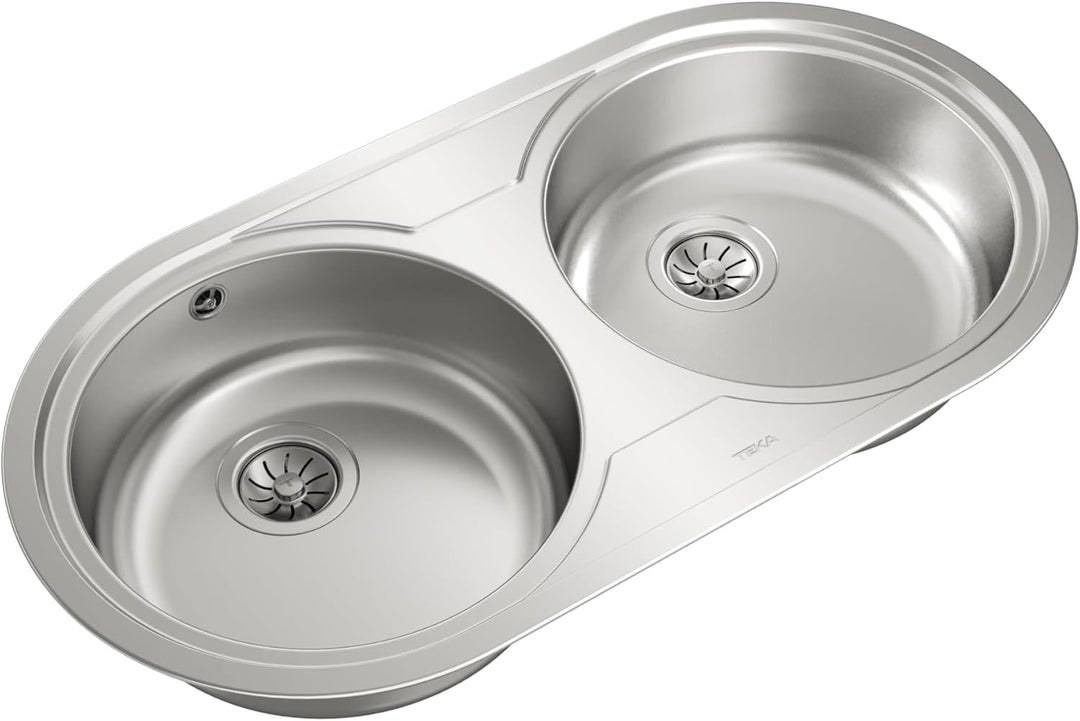 DUETTA 2C Fregadero inox 2 cubetas redondas, 150mm, Mueble 90