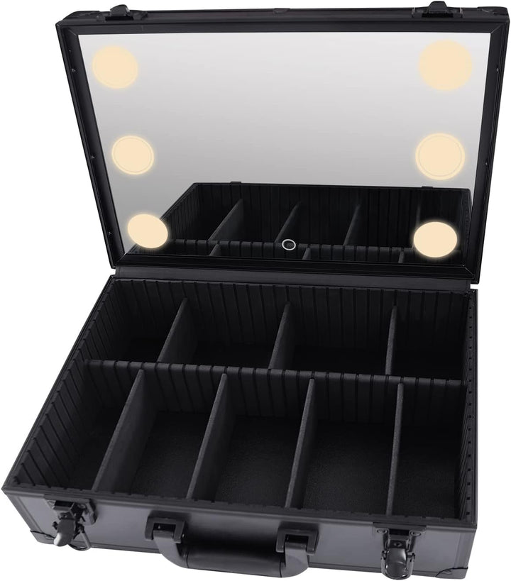 Reise Kosmetik Aufbewahrungsbox Make Up Box Schminkkoffer mit LED Licht Spiegel Kosmetische Organize