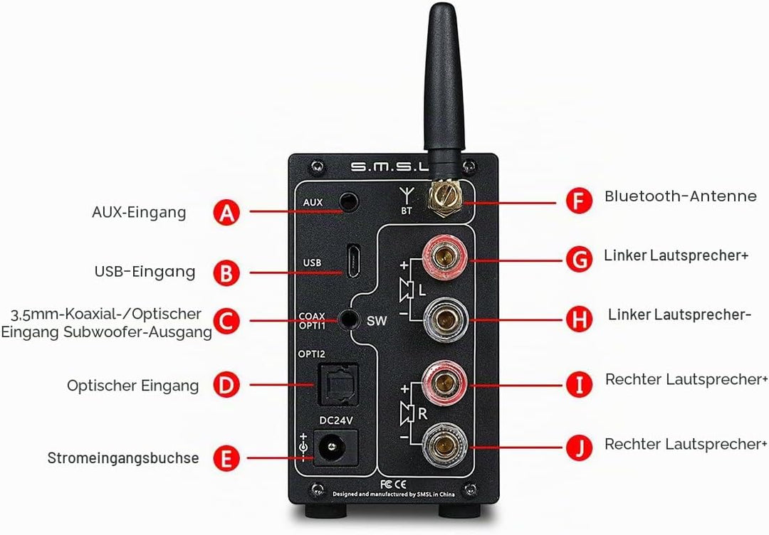 SMSL AD18 HiFi Audio Stereo Verstärker mit Bluetooth 4.2 Unterstützt Apt-X, USB DSP Full Digital Ver
