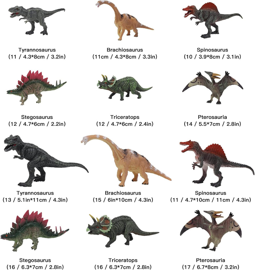 Dinosaurier Spielzeug Set mit Aktivitäts Spielmatte, Pädagogische Realistische Dinosaurier Figuren E
