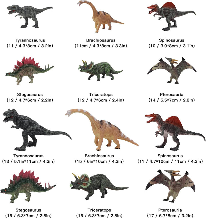 Dinosaurier Spielzeug Set mit Aktivitäts Spielmatte, Pädagogische Realistische Dinosaurier Figuren E