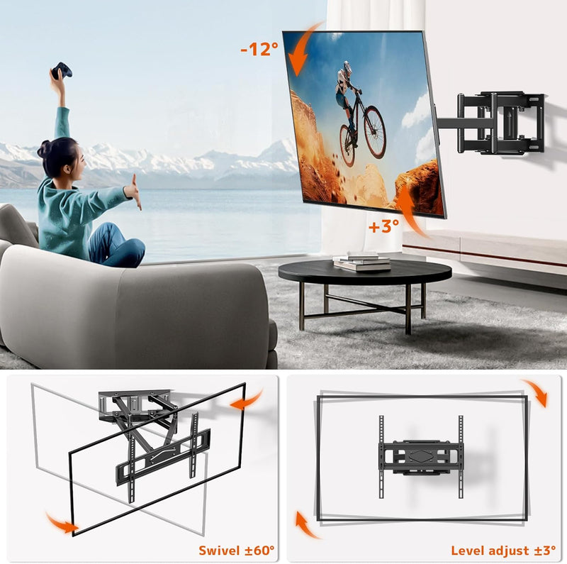 PUTORSEN TV Wandhalterung, Schwenkbar Neigbar TV Halterung 32-70 Zoll (ca. 81-178 cm) Flach & Curved