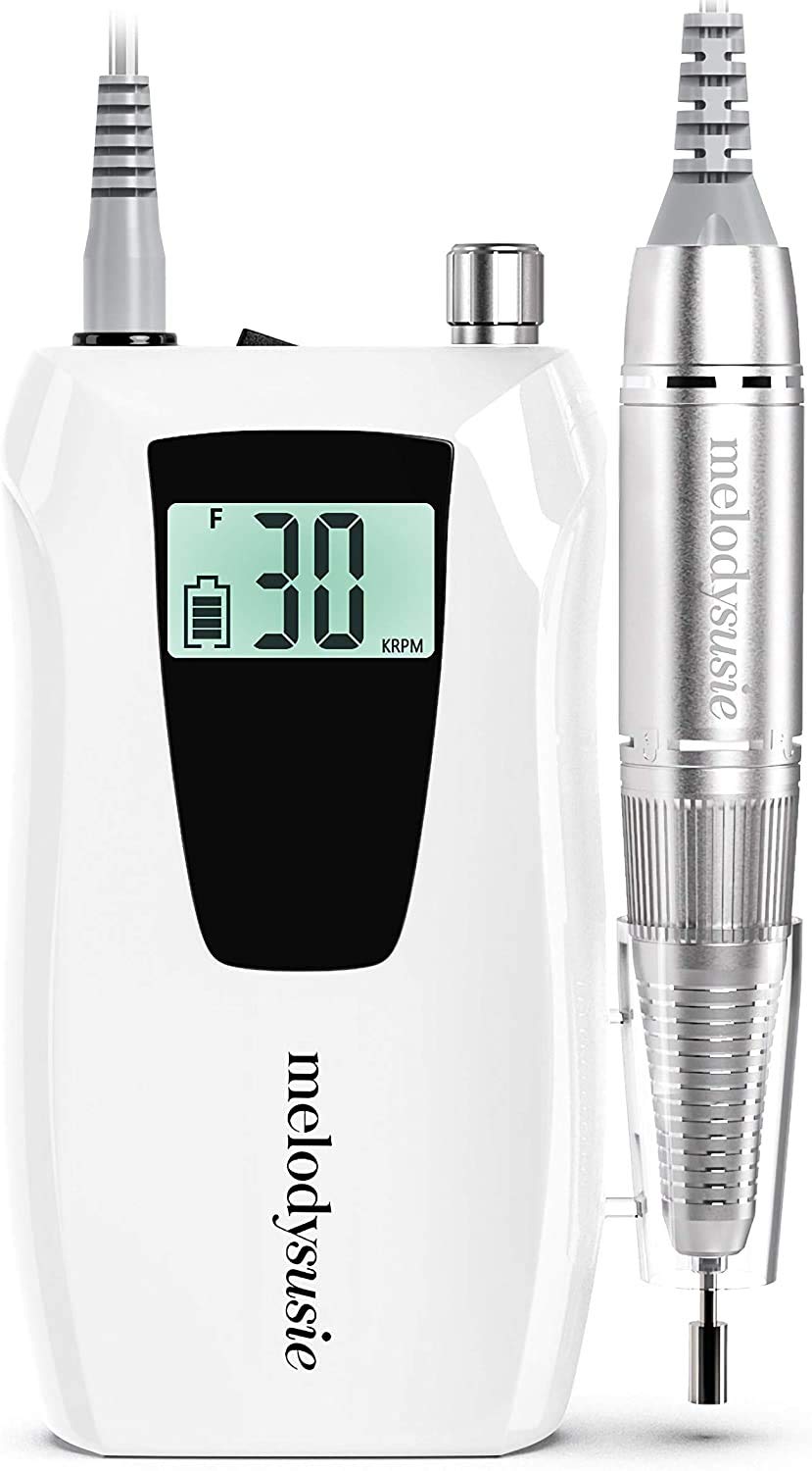 MelodySusie Professionell Nagelfräser, 30000 U/min Elektrische Nagelfeile Wiederaufladbar Tragbar Ak