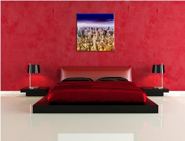 Pixxprint Skyline New York - Blick vom Dach des Empire State Building, Format: 70x70 als Leinwandbil