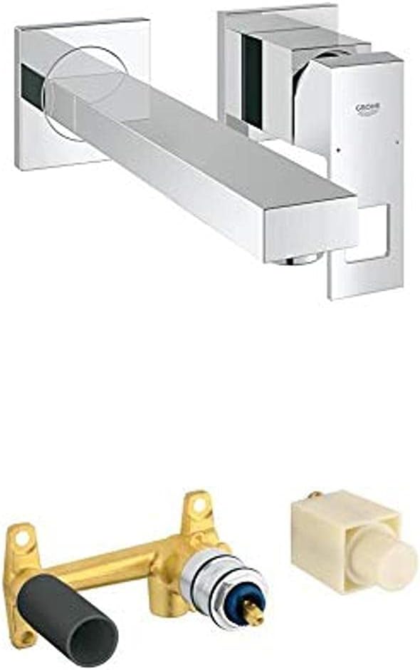 GROHE Eurocube Bundle | 2-Loch-Waschtischbatterie + Einhand Unterputz-Universal-Einbaukörper für 2-L