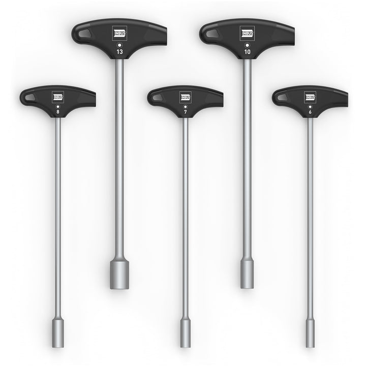INBUS® 73400 T-Griff Aussensechskant Steckschlüssel Set 5tlg, 6–13mm, mit HybridTouch — Made in Germ