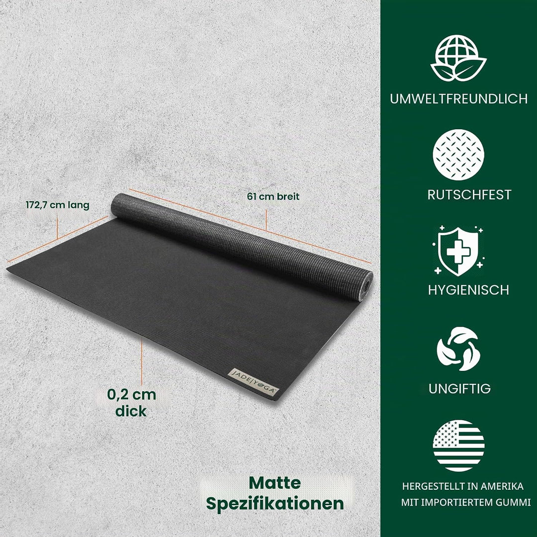 Jade Yoga Voyager Yogamatte, 1,6 mm Schwarz, Schwarz