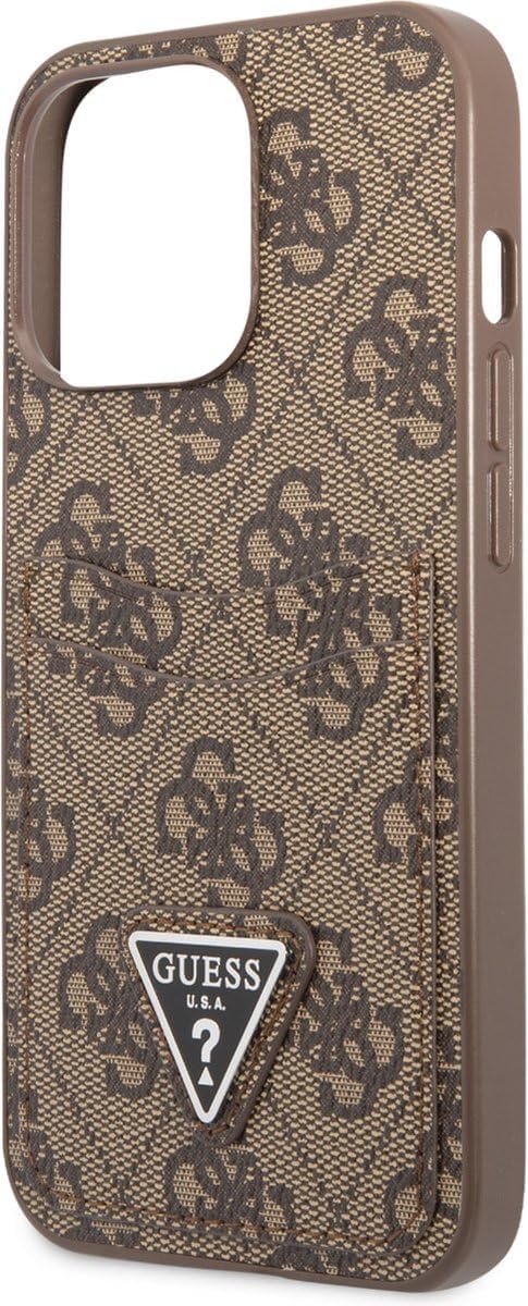 Guess GUHCP13LP4TPW Hülle für iPhone 13 Pro / 13 6,1" braun/Brown hardcase 4G Triangle Logo Cardslot