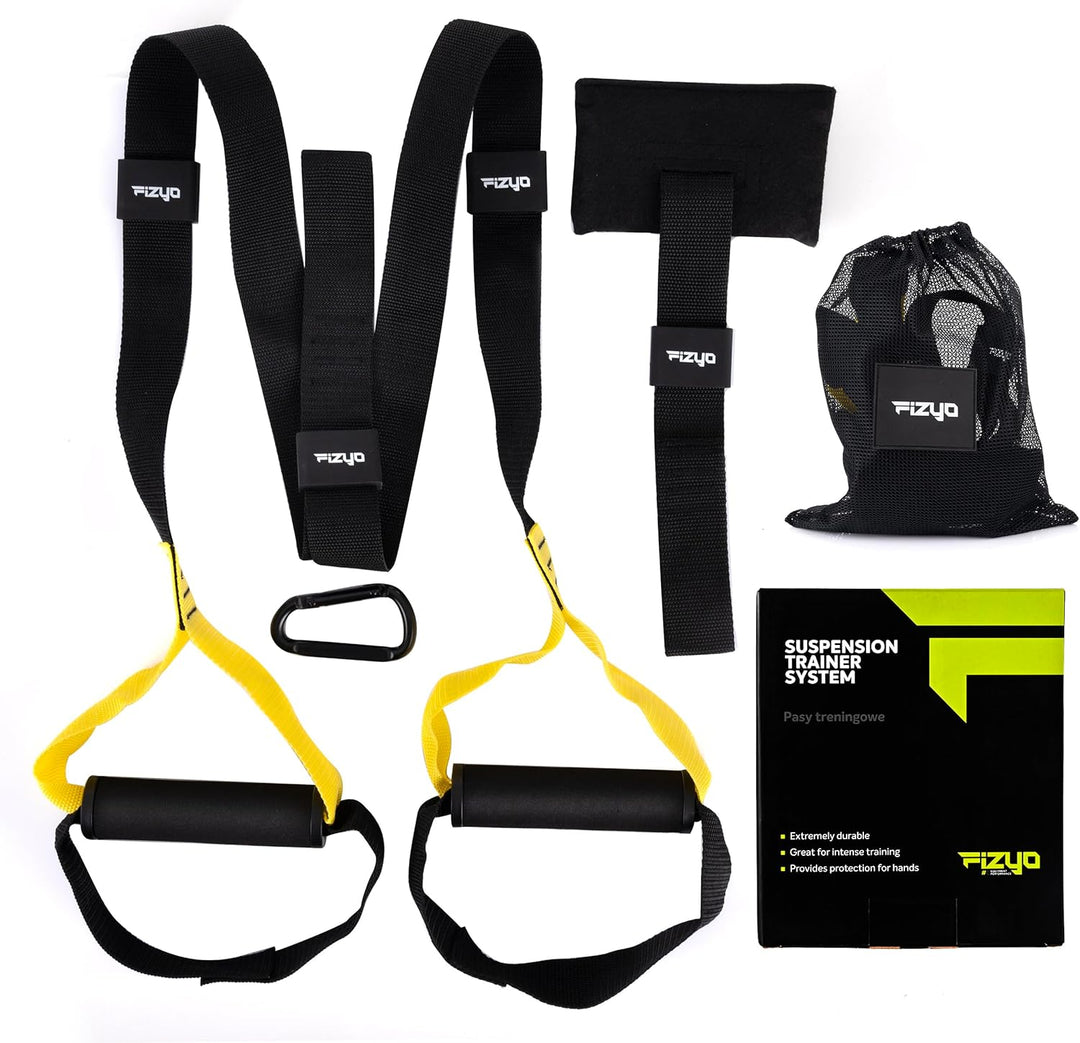 Fizyo TRX Schlingentrainer Sling Trainer mit Türanker, elastische Trainingsgurte für Ganzkörper-Wide