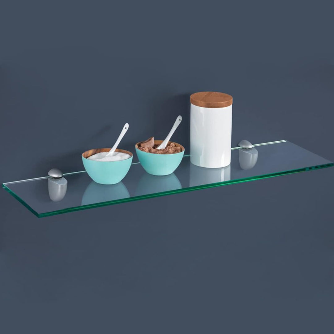 Randaco 2X Glasablage Glasregal, Glas Glasablage Klarglas mit Wandhalterung&8mm ESG Sicherheitsglas