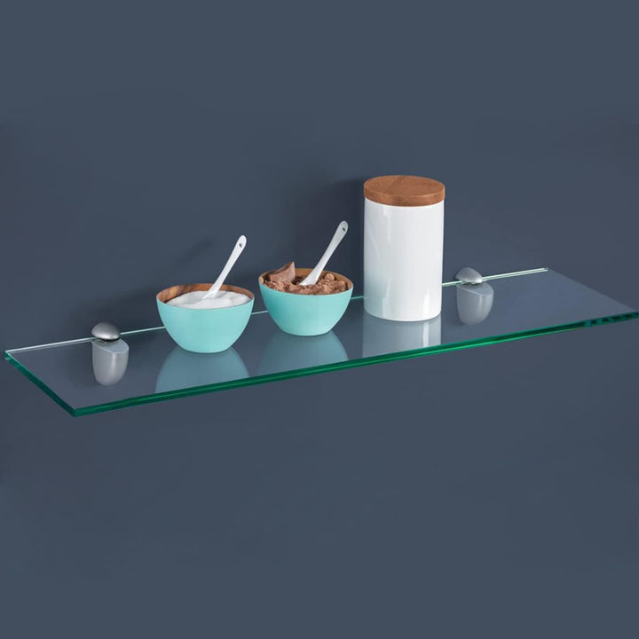 Randaco 2X Glasablage Glasregal, Glas Glasablage Klarglas mit Wandhalterung&8mm ESG Sicherheitsglas