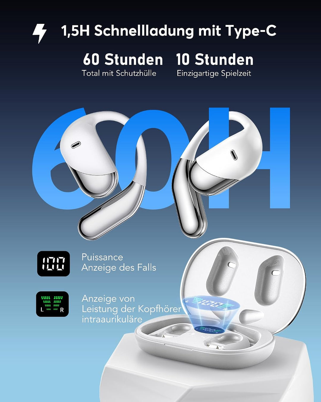 Real-Time AI Translation Earbuds, 198 Language Translator Earbuds, German-English Translator, AI Übe