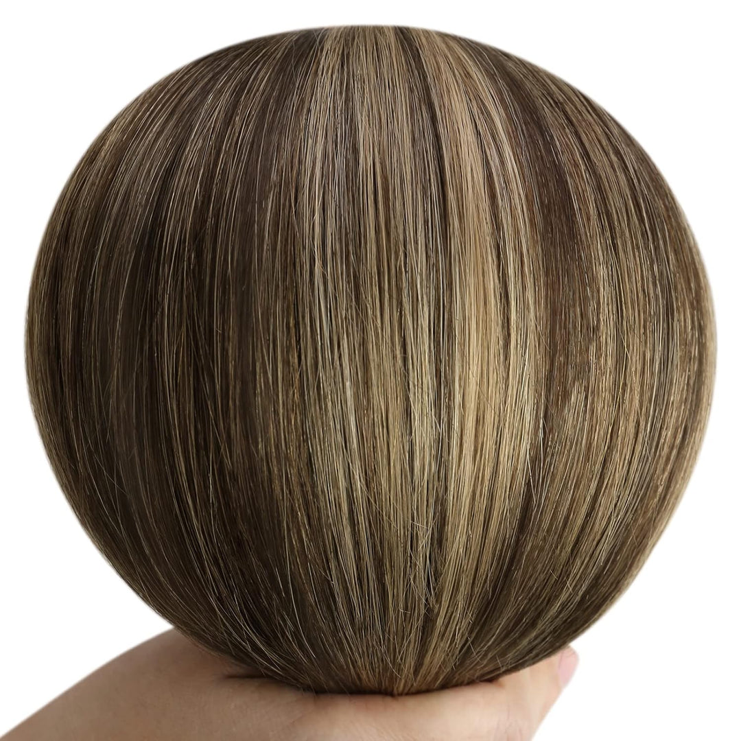 YoungSee Clip in Extensions Echthaar Ombre 30cm Echthaar Extensions Clip Dunkelbraun Balayage Karame