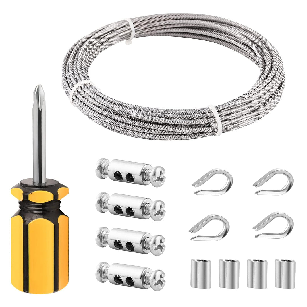 TooTaci 3mm Drahtseil-Set für den Innenbereich – 10M PVC-ummanteltes Edelstahlseil mit M3-Seilendhül