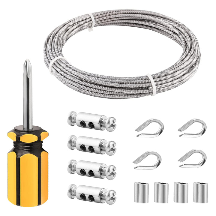 TooTaci 3mm Drahtseil-Set für den Innenbereich – 10M PVC-ummanteltes Edelstahlseil mit M3-Seilendhül