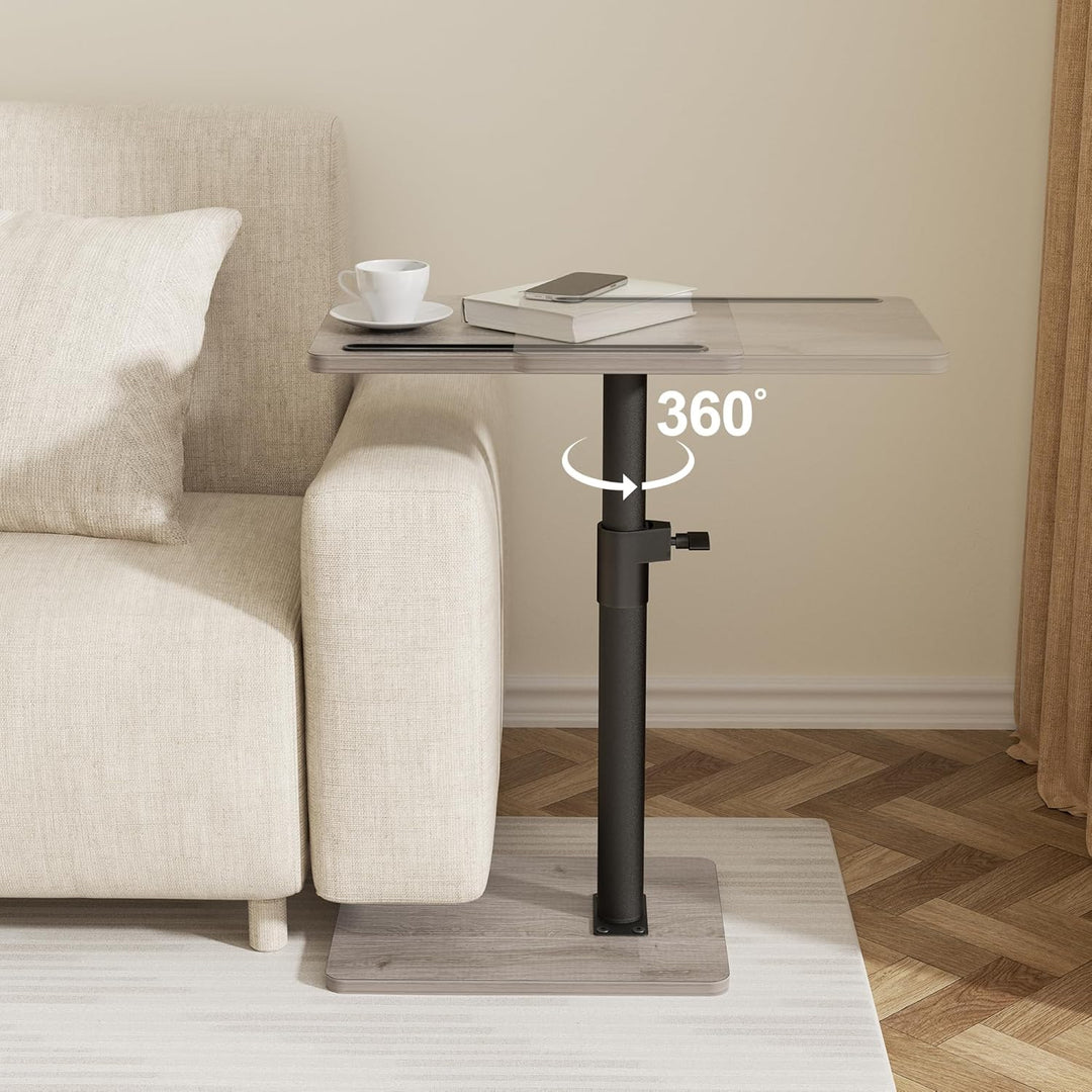Couch Beistelltisch - 360° schwenkbarer höhenverstellbar Couchtisch/Holz Sofatisch,Sofa Armlehne Tab