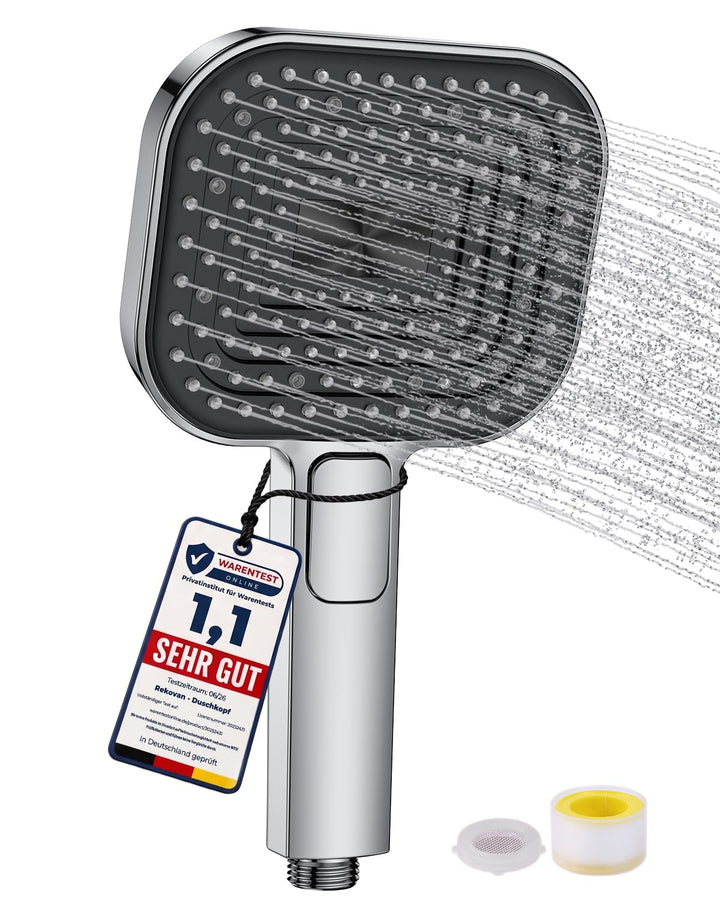 Duschkopf Wassersparend, Duschbrause Gross 135mm, Handbrause mit Antikalk-Funktion 【Lebensmittelecht