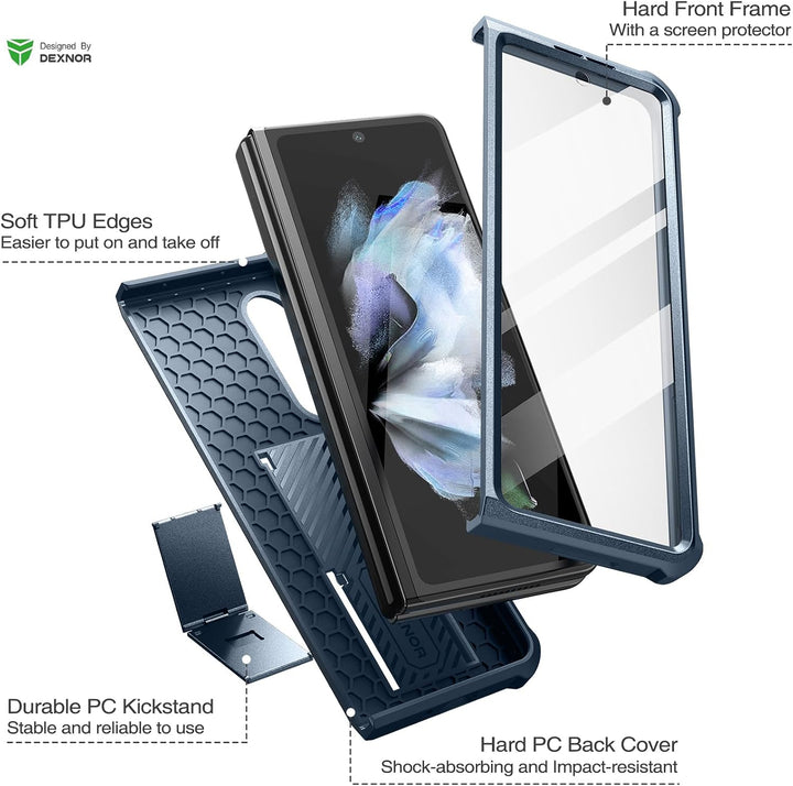 Dexnor für Samsung Galaxy Z Fold 4 5G Hülle, Full-Body Dual Layer Rugged Fall mit eingebautem Displa