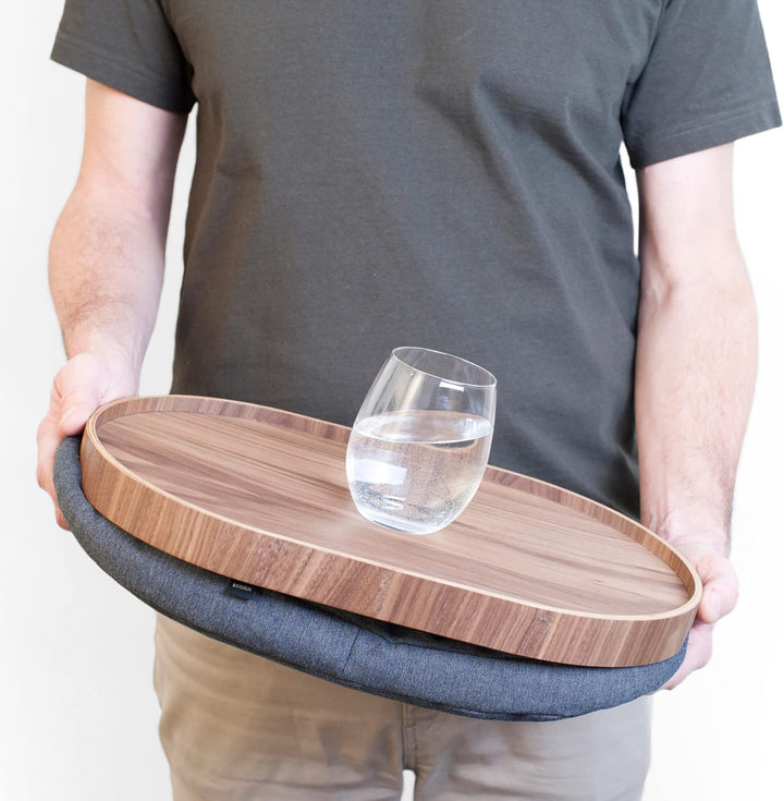 Bosign. Knietablett mit Sitzsack-Kissen für Frühstück, Abendessen. Rrutschfestes Tablett. Abnehmbare