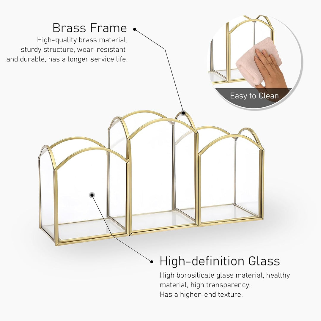 HARLIANGXY Make up Pinsel Organizer Gold, Pinselhalter Kosmetik Glas, Kosmetikpinsel Aufbewahrung, S