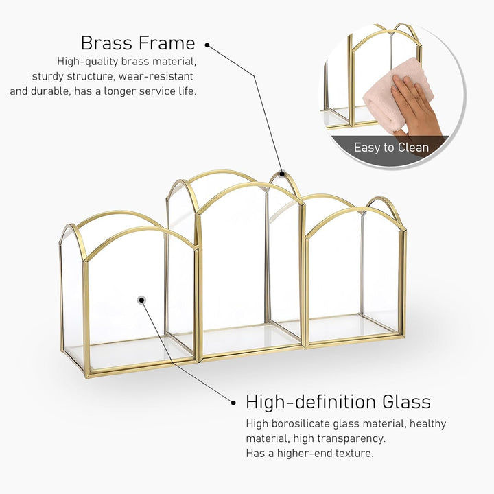 HARLIANGXY Make up Pinsel Organizer Gold, Pinselhalter Kosmetik Glas, Kosmetikpinsel Aufbewahrung, S