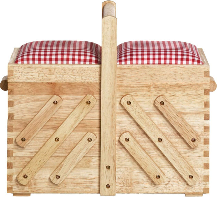 Prym 612547 Nähkasten/Nähkästchen aus hellem Holz, mit Stoff