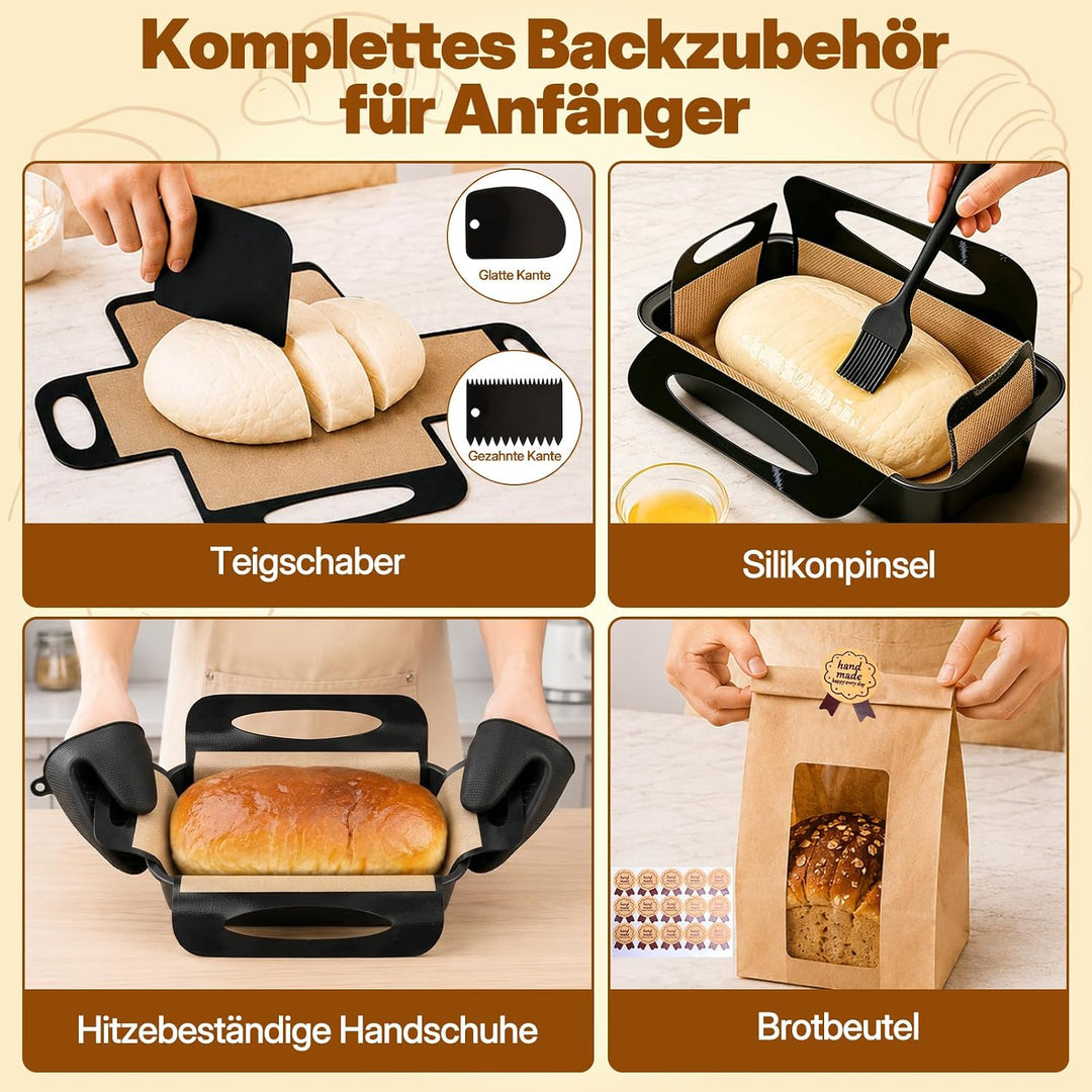 Brotbackform Kasten Set, 2 Stück Antihaft Karbonstahl Kastenform Kuchen 28X15X5.5cm mit 2 Dauerbackf