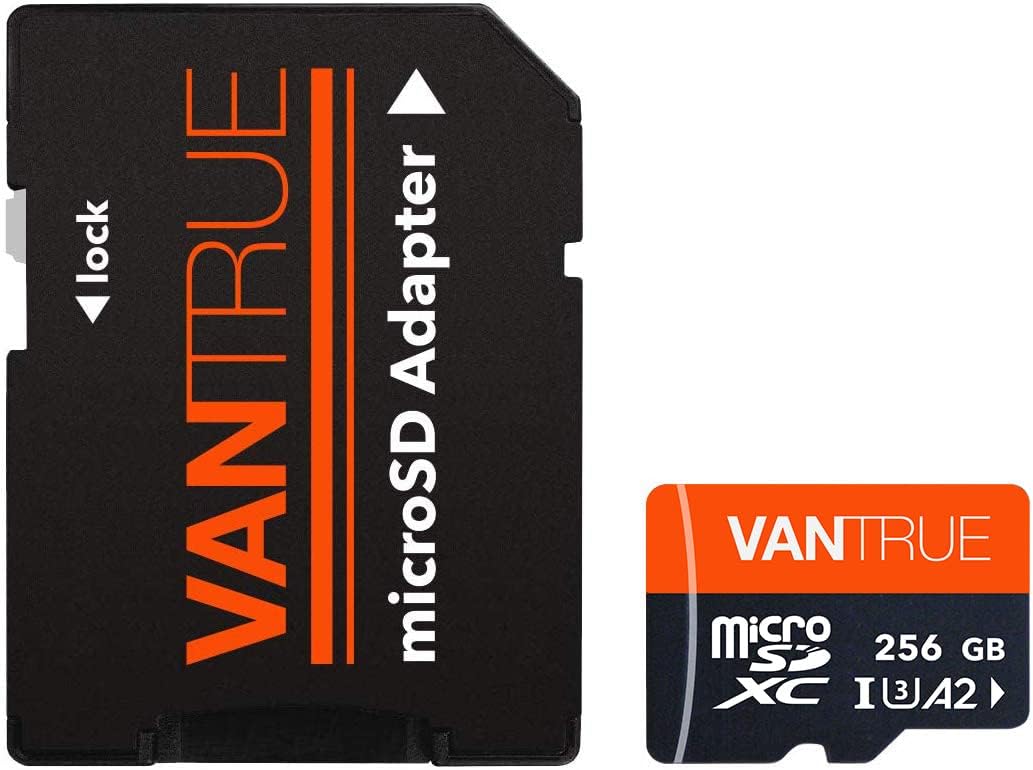 VANTRUE 256GB microSD Speicherkarte, A2 UHS-I U3 4K, inkl. Adapter, Kompatibel mit Dashcam, Smartpho
