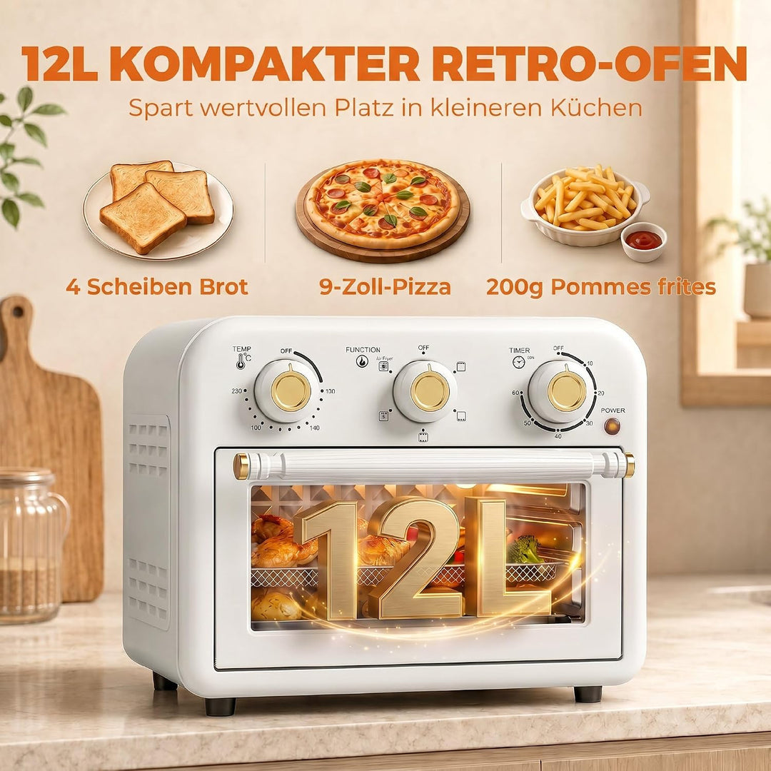 HOMCOM Heissluftfritteuse 12 Liter Mini Backofen mit Umluft 5 Programme