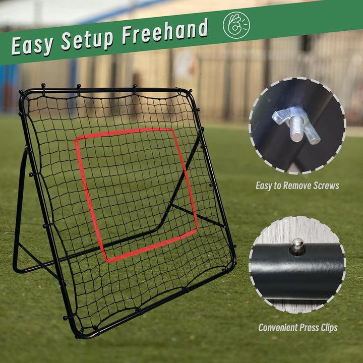 Rebounder Fussball Rückprallnetz Training Torwand - 120 x 120 cm Verstellbar Wetterfest - Fussball R