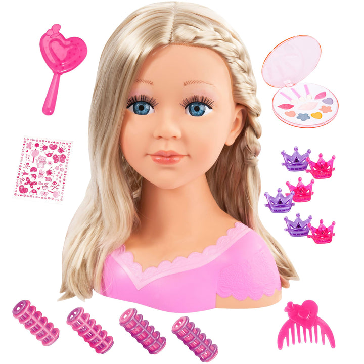 Bayer Design 90088BS Charlene Super Model Schmink- und Frisierkopf, Puppenkopf mit Haarzubehör, Schm