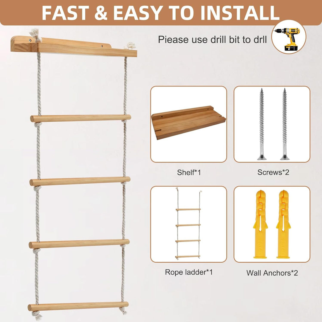 5-Schicht Handtuchhalter Wand Montage, 2-in-1 Multifunktionales Holz Handtuchständer Badezimmer, Han