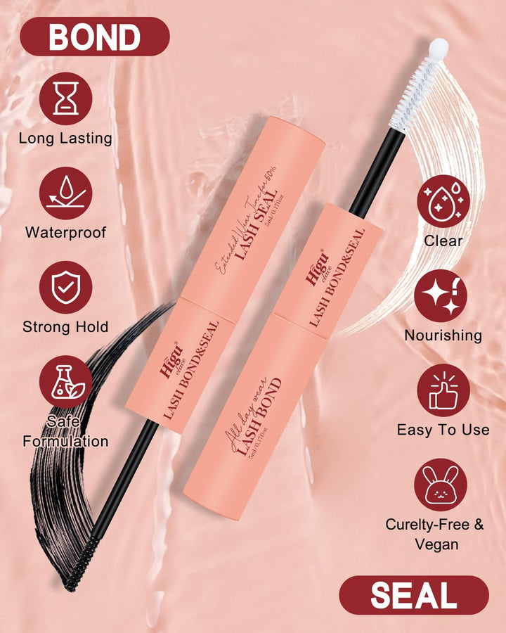 Higu clace Lash Bond &amp; Seal Set mit Remover – Wimpernkleber &amp; Entferner für Cluster Lashes &amp; DIY Wim