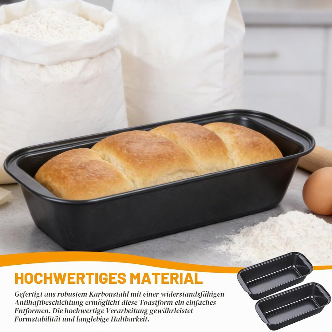 2 Stück Brotformen Zum Backen 25.7×13×5.8cm, mit Backmatte Einleger Für Backofen, Brot Backform 2er