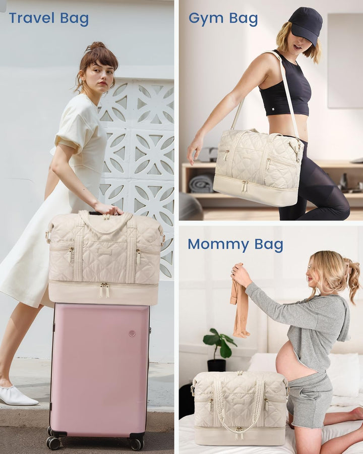 LOVEVOOK Reisetasche, leichte Wochenendtasche für Damen, mit Schuhfach, Puffer Turnbeutel, persönlic