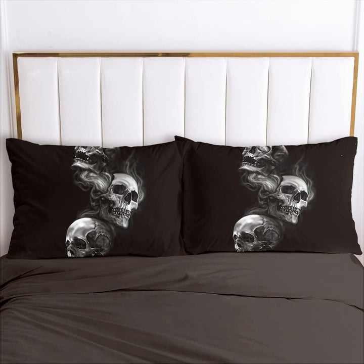 Luowei Skull Bettwäsche 135x200cm Gothic Schädel Halloween Bettwäsche Microfaser Bettbezug und 1 Kis