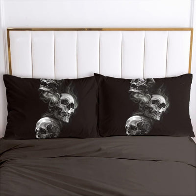 Luowei Skull Bettwäsche 135x200cm Gothic Schädel Halloween Bettwäsche Microfaser Bettbezug und 1 Kis
