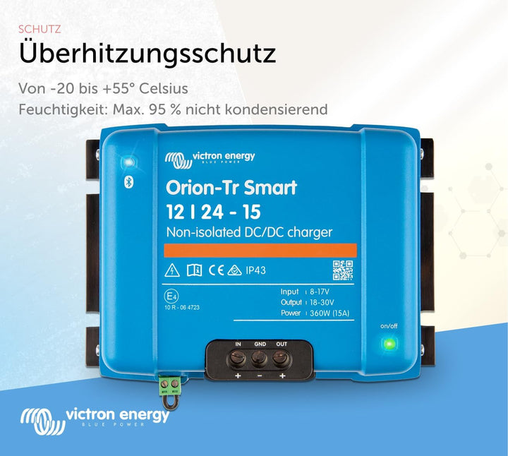 Victron Energy Orion-Tr Smart 12/24-Volt 15 Amp 360-Watt DC-DC Ladebooster, Nicht isoliert (Bluetoot