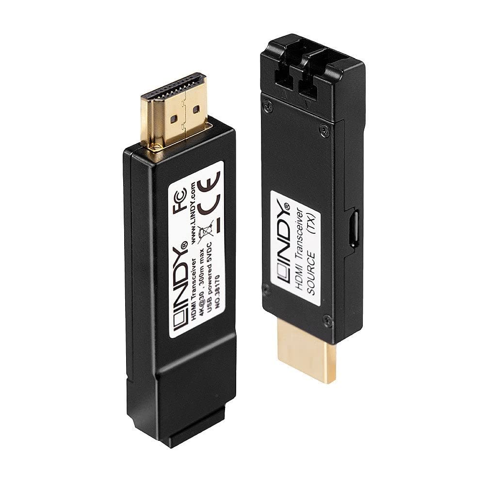 LINDY HDMI Extender 4K LWL 300m, Duplex LC Multimode 50/125 OM3, (nicht enthalten) Single, Single