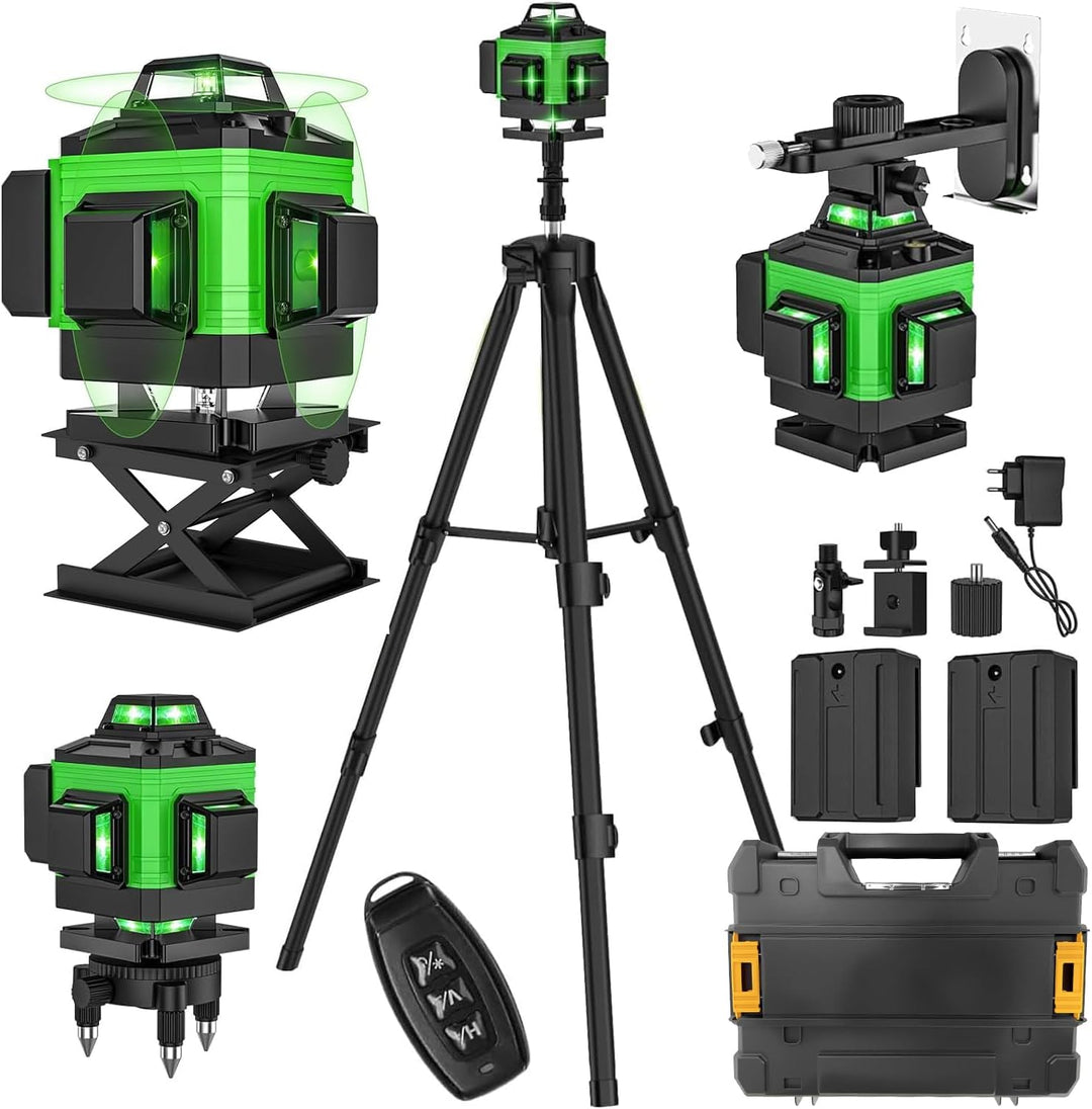 Kreuzlinienlaser Mit Stativ 4 x 360 °, Laser Wasserwaage mit Selbstnivellierung, vertikale und horiz