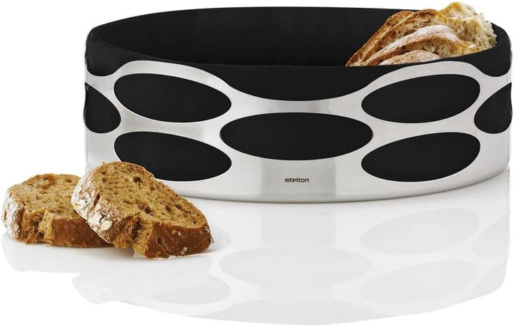 Stelton x-28-3 Embrace Brotschale, Edelstahl, schwarz , 23 x 23 x 7 cm, Schwarz