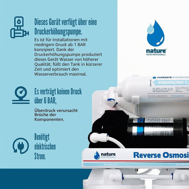 Nature Water Professionals Umkehrosmose-Ausrüstung, 5 Stufen, Kapazität für 6 l, inkl. 75 GPD-Membra