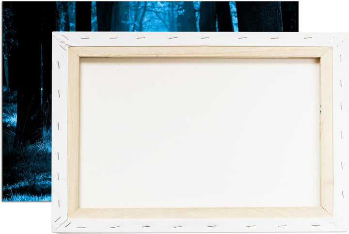 deyoli Waldweg im Herbst Format 80x60 Effekt: Monocrome Blau als Leinwandbild, Motiv fertig gerahmt