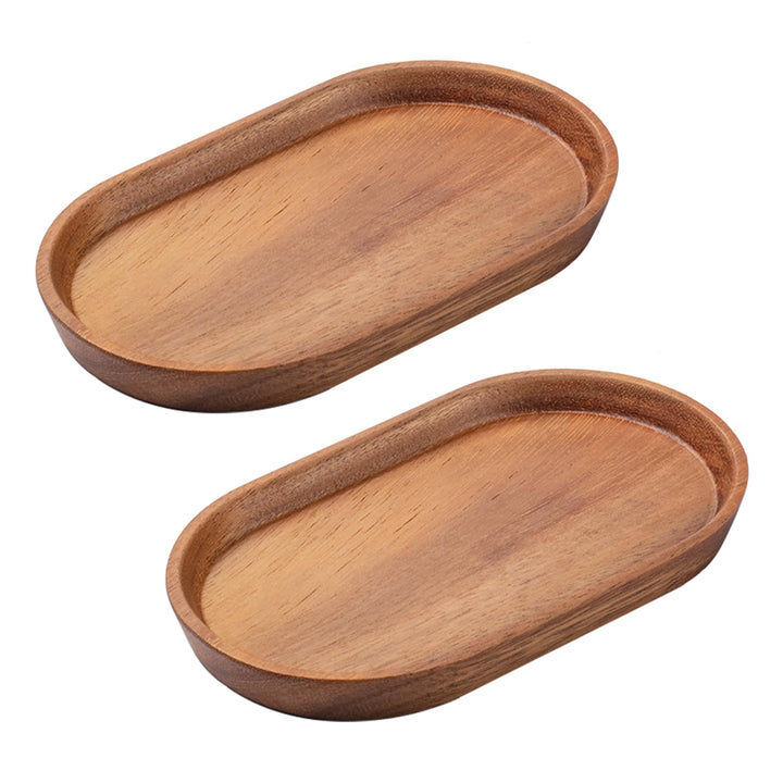 Mini Tablett Holz Kleines Serviertablett, Oval Deko Tablett 20x12cm, Servierteller Holztablett für K