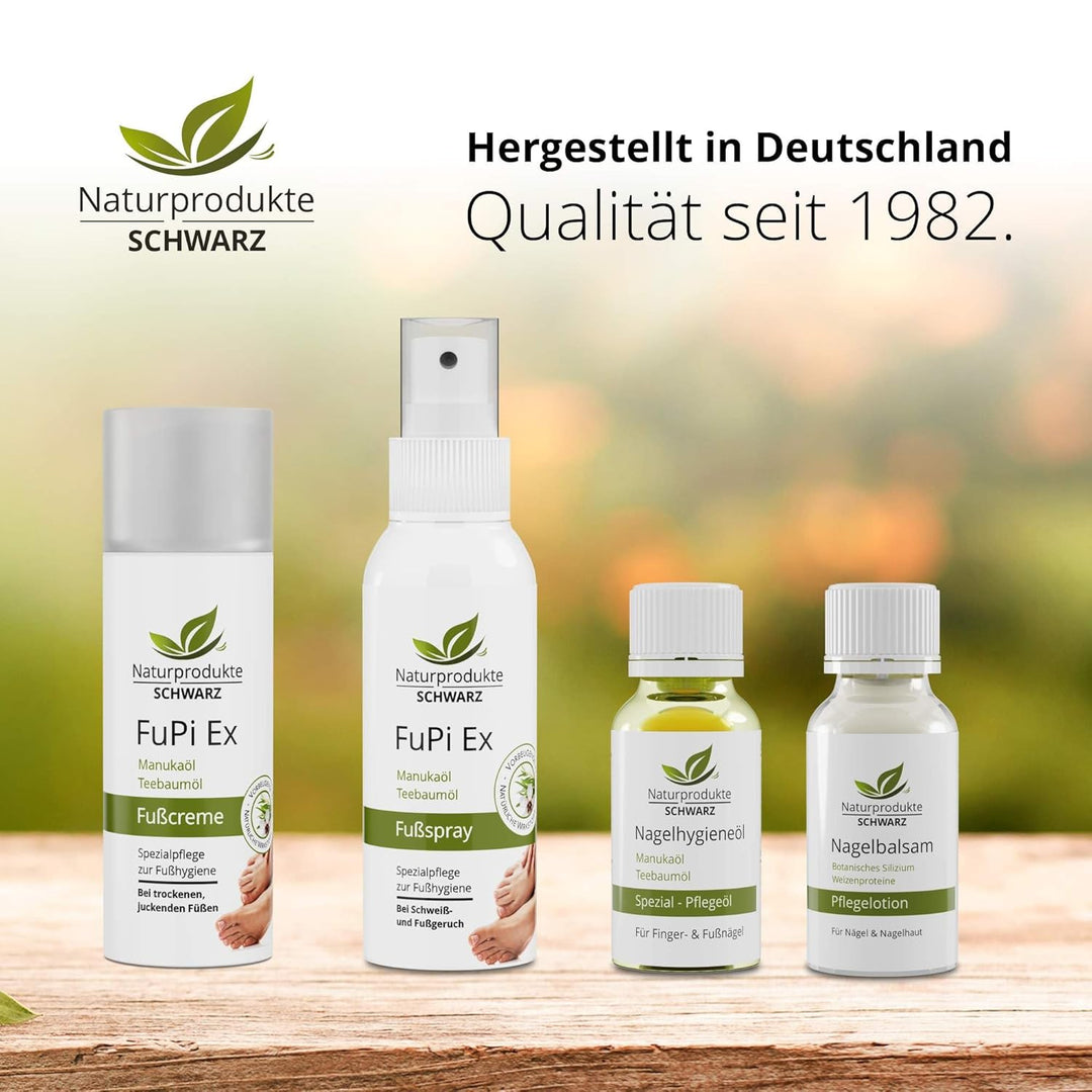 Naturprodukte Schwarz - FuPi Creme - Mit Teebaumöl und Manukaöl - Zur Fusshygiene - Hautpflege bei J