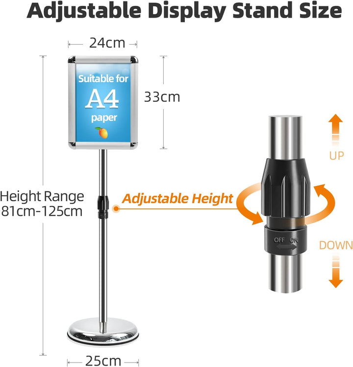 VAIIGO A4 Infoständer Höhenverstellbar Aluminium DIN A4 Plakatständer Informationsständer Präsentati