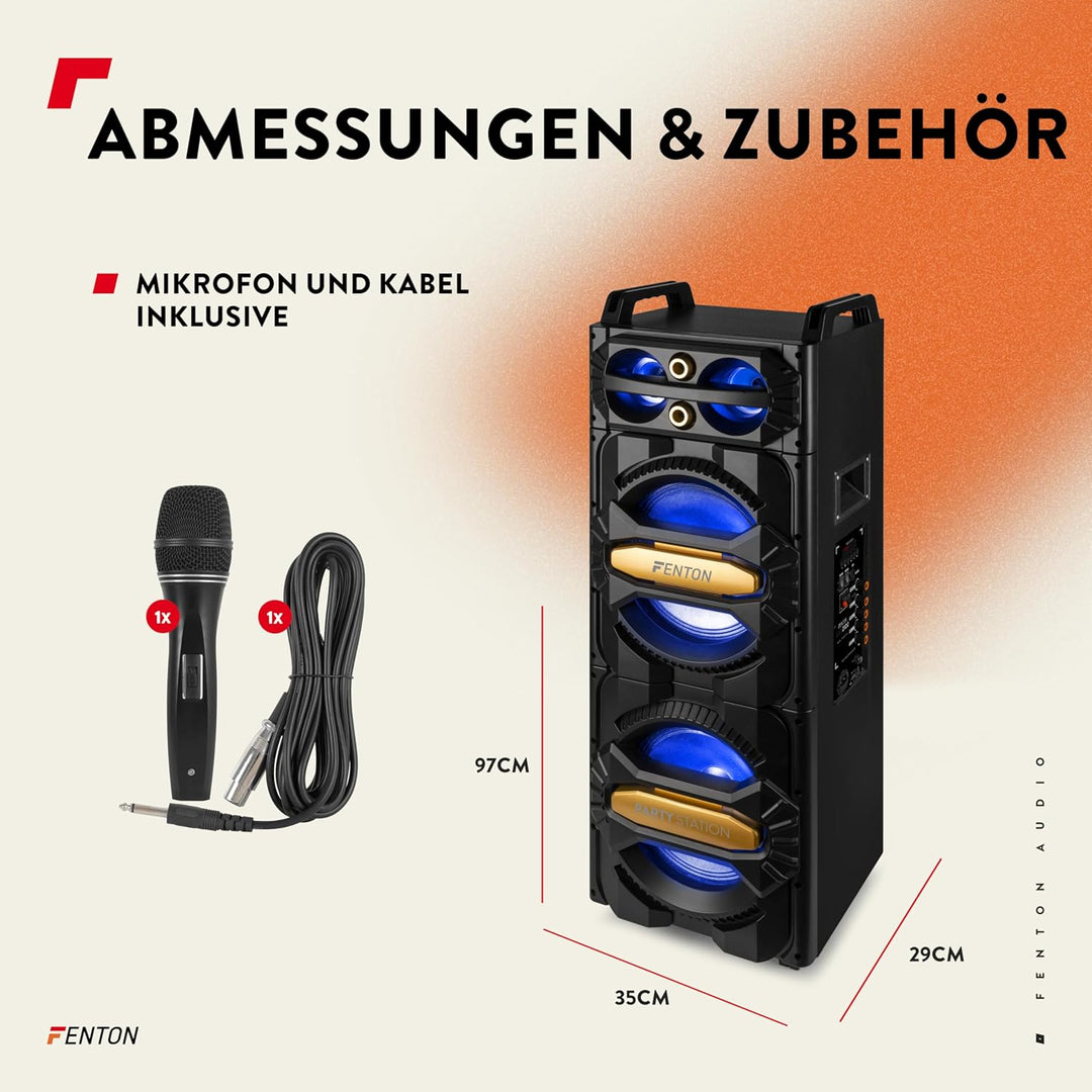 Fenton LIVE2102 - Partybox Bluetooth, Karaoke Maschine, Musikbox Bluetooth Gross, Karaoke Anlage mit