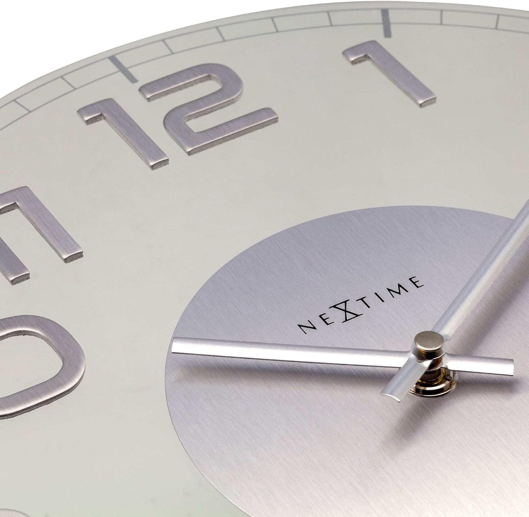 NeXtime 8817ZW Wanduhr CLASSY ROUND, lautlos, rund, aus Glas, Schwarz, ø 30 cm