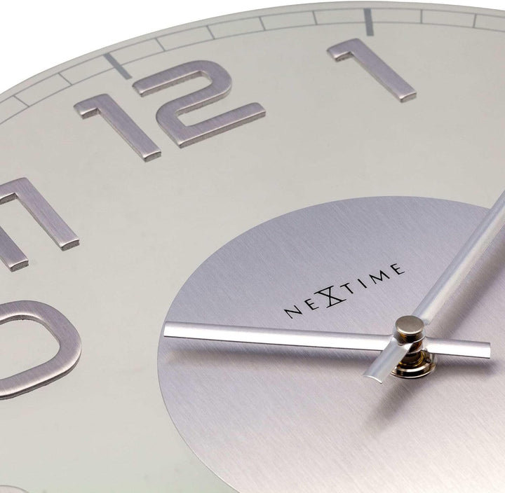 NeXtime 8817ZW Wanduhr CLASSY ROUND, lautlos, rund, aus Glas, Schwarz, ø 30 cm