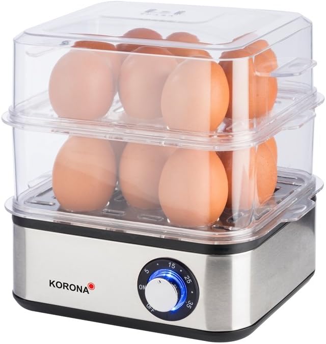 Korona 25303 Edelstahl Mini Dampfgarer und Eierkocher | Kleiner Dämpfer für Gemüse | Profi Kocher fü